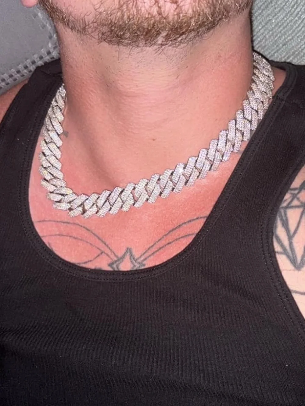 Unisex Silver Pavé Cuban Link Necklace - Men’s Statement Chain